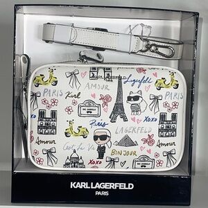 Karl Lagerfeld Paris White/multi Double Zip Crossbody